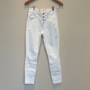 MOTHER Pixie Cream Jeans with Multicolor Button Fly